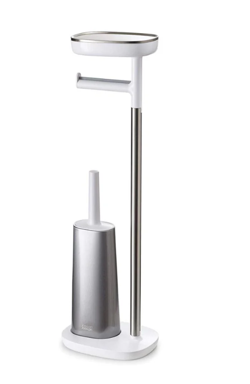 Joseph   Joseph   EasyStore   Butler   Toilet   Paper   Holder   Stand   and   Flex   Toilet   Brush   with   Shelf   and   Drawer,   Stainless   Steel