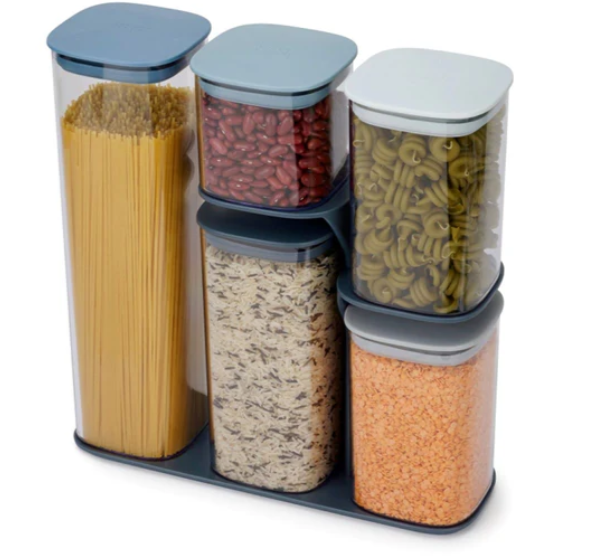 Joseph   Joseph   Podium   Dry   Food   Storage   Container   Set   with   Stand,   5-piece   -   Sky